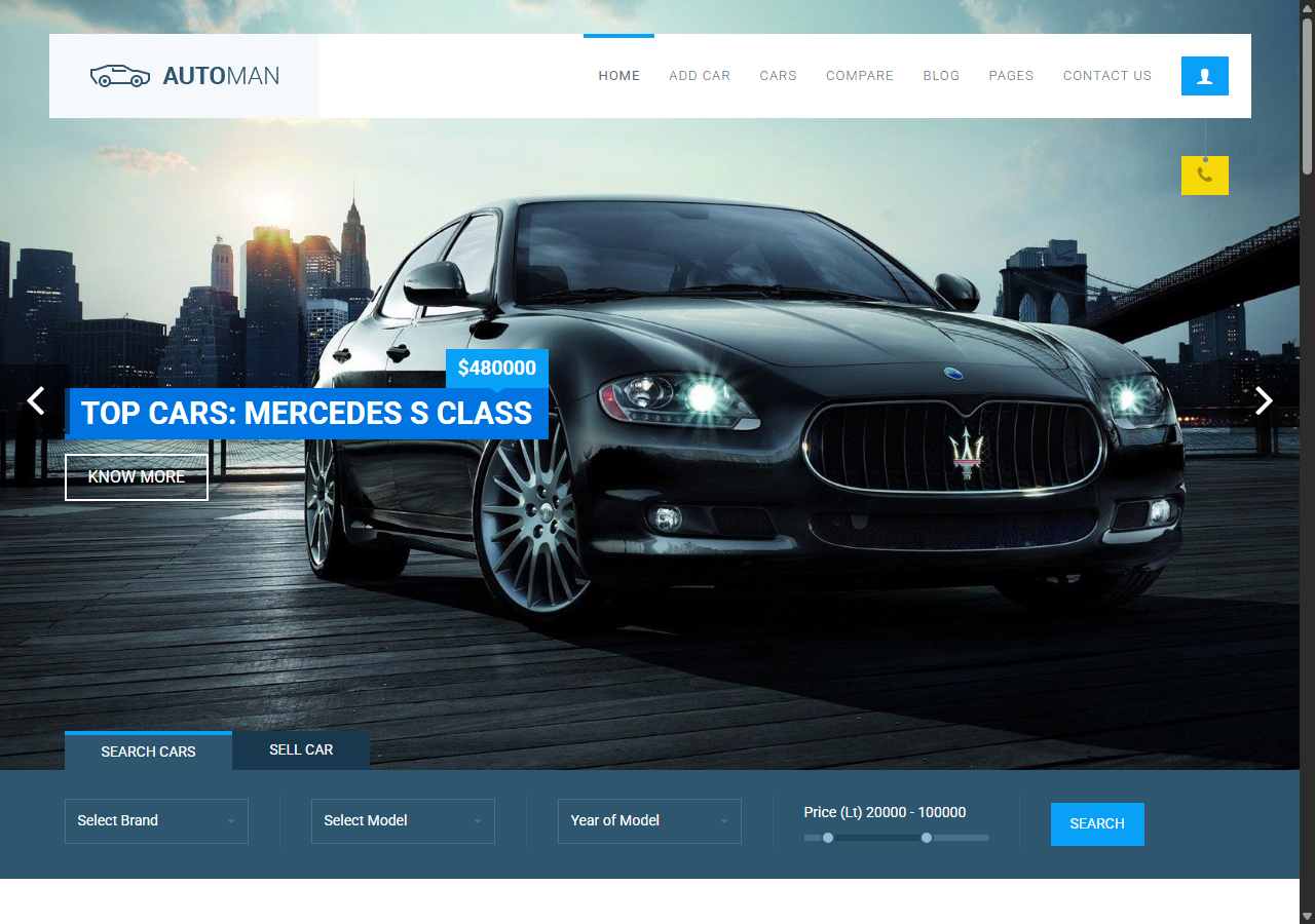 Automan car dealer website template preview
