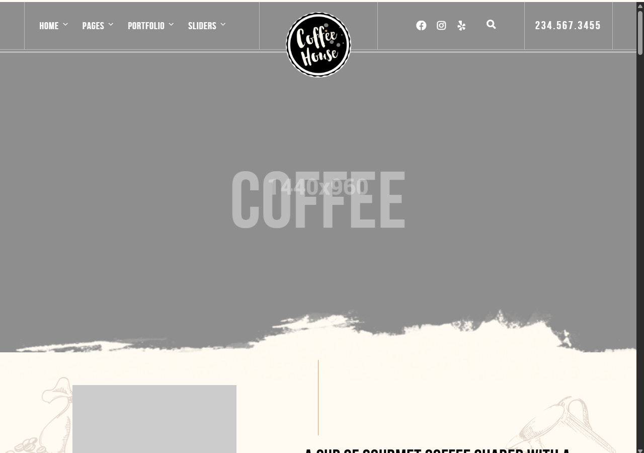 Craft coffee shop website template preview